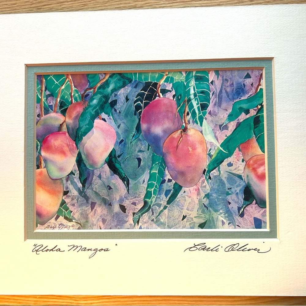 3/$30✨🥭Vintage 1995 Carli Oliver "Aloha Mangos" Hawaii Lithograph – Like New🥭
